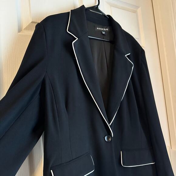 Boston Proper Blazer Womens Size 20W Black White Lined Notch One Button Career - Picture 7 of 7